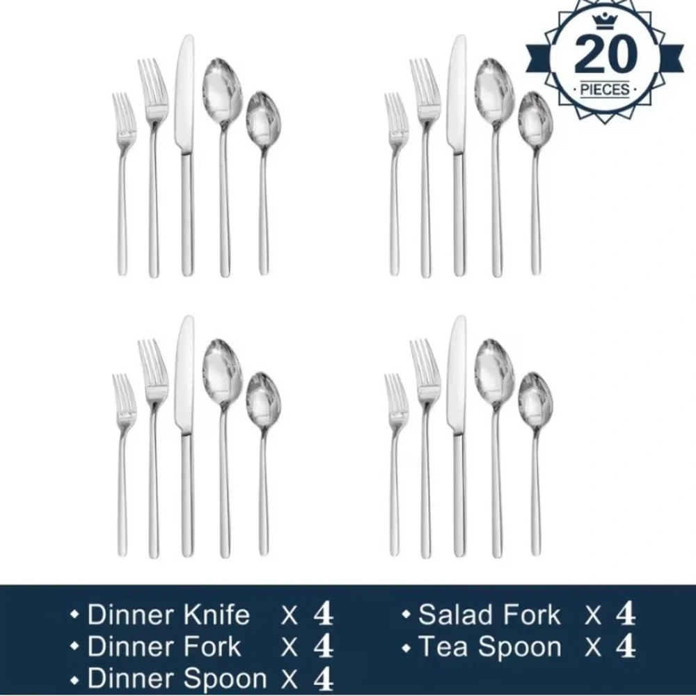 Premium Cutlety Set Steel 20 Pieces - Silver
